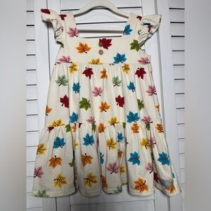 Eleanor Rose Kids Cream Dress/Tunic with Colorful Leaf Print Size 8-10